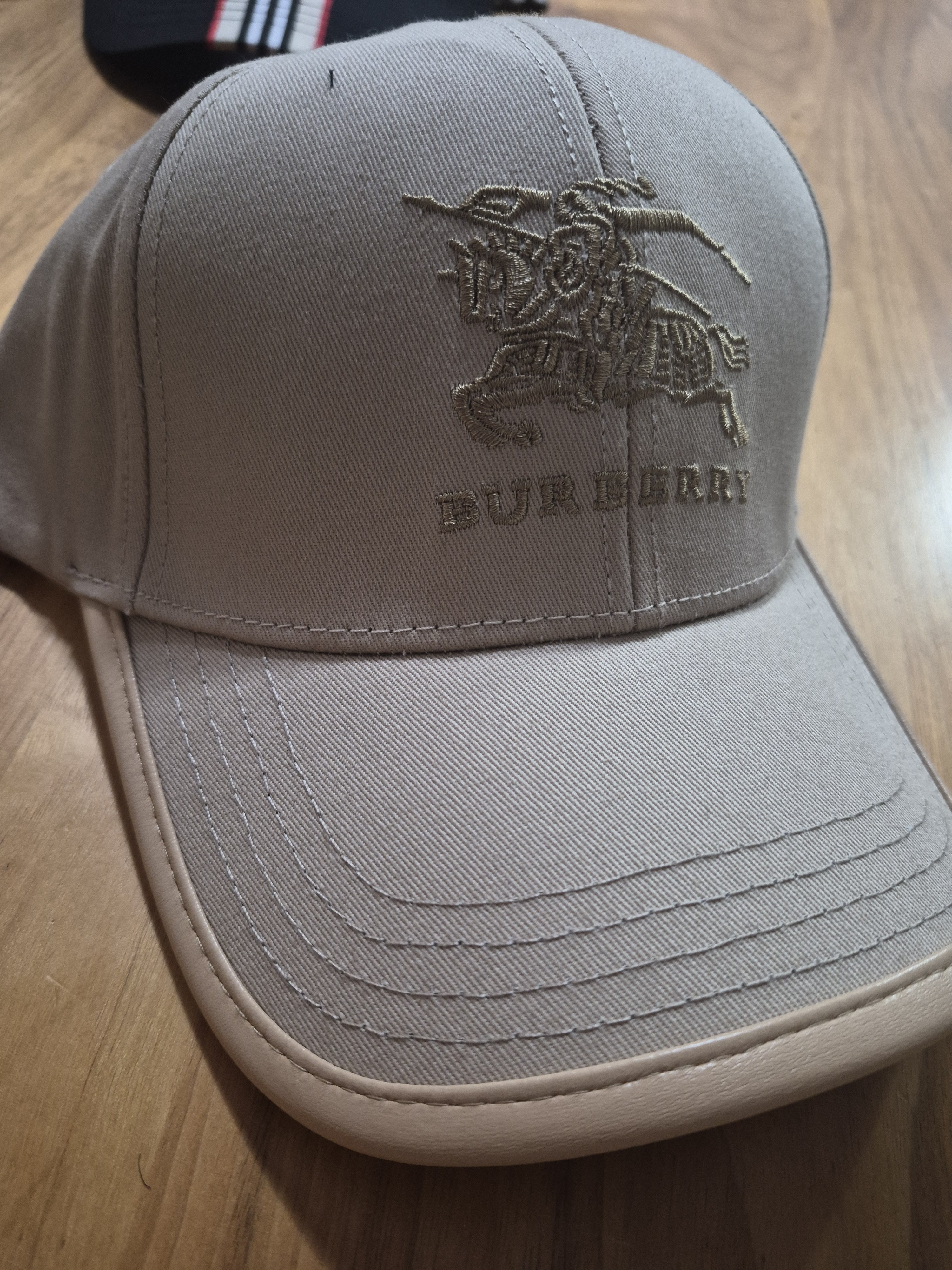 Burberry Mens Beige Embroidered Logo Baseball Cap